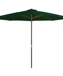 vidaXL Outdoor Parasol with Wooden Pole 350 cm Green