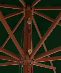 vidaXL Outdoor Parasol with Wooden Pole 350 cm Green