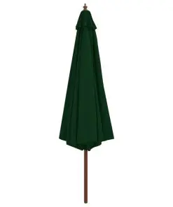 vidaXL Outdoor Parasol with Wooden Pole 350 cm Green