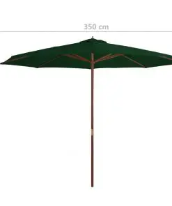 vidaXL Outdoor Parasol with Wooden Pole 350 cm Green