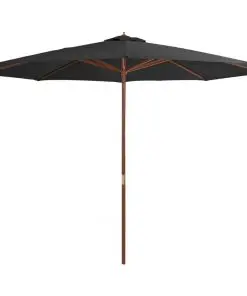 vidaXL Outdoor Parasol with Wooden Pole 350 cm Anthracite