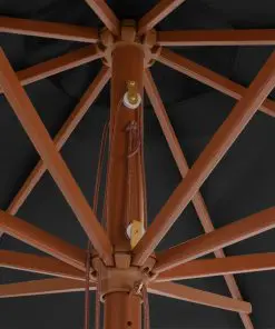 vidaXL Outdoor Parasol with Wooden Pole 350 cm Anthracite