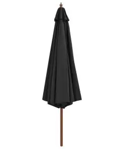 vidaXL Outdoor Parasol with Wooden Pole 350 cm Anthracite