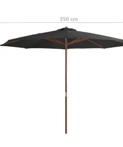 vidaXL Outdoor Parasol with Wooden Pole 350 cm Anthracite