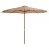 vidaXL Outdoor Parasol with Wooden Pole 350 cm Taupe