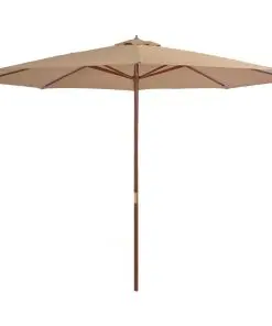 vidaXL Outdoor Parasol with Wooden Pole 350 cm Taupe