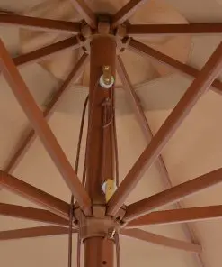 vidaXL Outdoor Parasol with Wooden Pole 350 cm Taupe