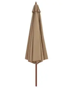 vidaXL Outdoor Parasol with Wooden Pole 350 cm Taupe