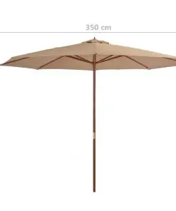 vidaXL Outdoor Parasol with Wooden Pole 350 cm Taupe