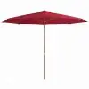 vidaXL Outdoor Parasol with Wooden Pole 350 cm Burgundy