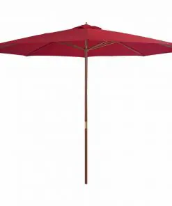 vidaXL Outdoor Parasol with Wooden Pole 350 cm Burgundy