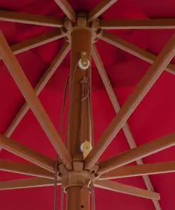 vidaXL Outdoor Parasol with Wooden Pole 350 cm Burgundy