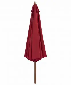 vidaXL Outdoor Parasol with Wooden Pole 350 cm Burgundy
