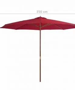 vidaXL Outdoor Parasol with Wooden Pole 350 cm Burgundy