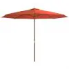 vidaXL Outdoor Parasol with Wooden Pole 350 cm Terracotta