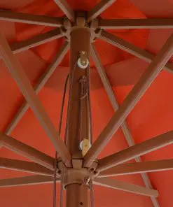 vidaXL Outdoor Parasol with Wooden Pole 350 cm Terracotta