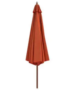 vidaXL Outdoor Parasol with Wooden Pole 350 cm Terracotta