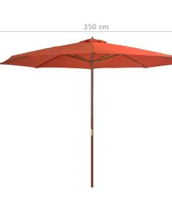 vidaXL Outdoor Parasol with Wooden Pole 350 cm Terracotta