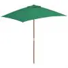 vidaXL Outdoor Parasol with Wooden Pole 150×200 cm Green