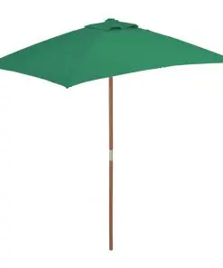 vidaXL Outdoor Parasol with Wooden Pole 150×200 cm Green