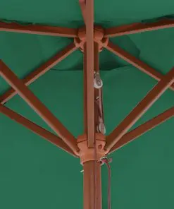 vidaXL Outdoor Parasol with Wooden Pole 150×200 cm Green