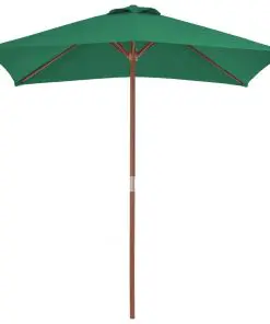 vidaXL Outdoor Parasol with Wooden Pole 150×200 cm Green