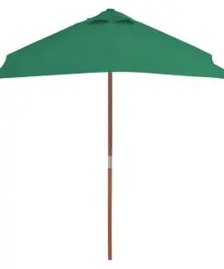 vidaXL Outdoor Parasol with Wooden Pole 150×200 cm Green