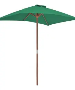 vidaXL Outdoor Parasol with Wooden Pole 150×200 cm Green