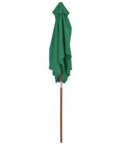 vidaXL Outdoor Parasol with Wooden Pole 150×200 cm Green