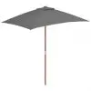 vidaXL Outdoor Parasol with Wooden Pole 150×200 cm Anthracite