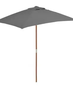 vidaXL Outdoor Parasol with Wooden Pole 150×200 cm Anthracite