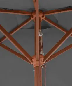 vidaXL Outdoor Parasol with Wooden Pole 150×200 cm Anthracite