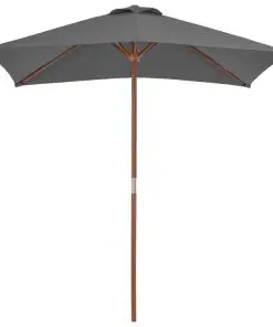 vidaXL Outdoor Parasol with Wooden Pole 150×200 cm Anthracite