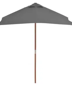 vidaXL Outdoor Parasol with Wooden Pole 150×200 cm Anthracite
