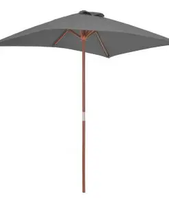 vidaXL Outdoor Parasol with Wooden Pole 150×200 cm Anthracite