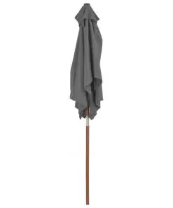 vidaXL Outdoor Parasol with Wooden Pole 150×200 cm Anthracite