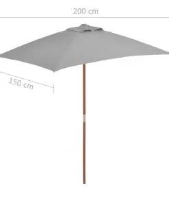 vidaXL Outdoor Parasol with Wooden Pole 150×200 cm Anthracite