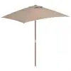 vidaXL Outdoor Parasol with Wooden Pole 150×200 cm Taupe