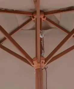 vidaXL Outdoor Parasol with Wooden Pole 150×200 cm Taupe