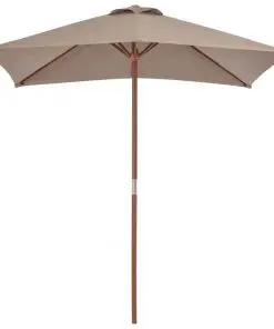 vidaXL Outdoor Parasol with Wooden Pole 150×200 cm Taupe
