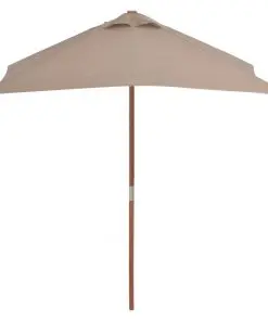 vidaXL Outdoor Parasol with Wooden Pole 150×200 cm Taupe