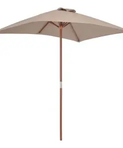 vidaXL Outdoor Parasol with Wooden Pole 150×200 cm Taupe