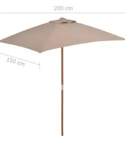 vidaXL Outdoor Parasol with Wooden Pole 150×200 cm Taupe