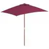 vidaXL Outdoor Parasol with Wooden Pole 150×200 cm Bordeaux Red