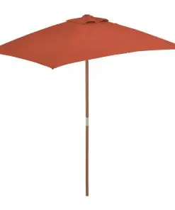 vidaXL Outdoor Parasol with Wooden Pole 150×200 cm Terracotta