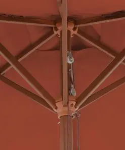 vidaXL Outdoor Parasol with Wooden Pole 150×200 cm Terracotta
