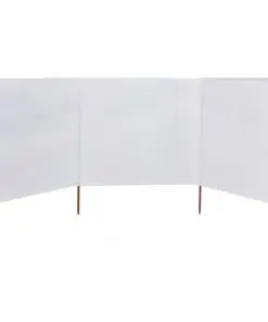 vidaXL 3-panel Wind Screen Fabric 400×120 cm White