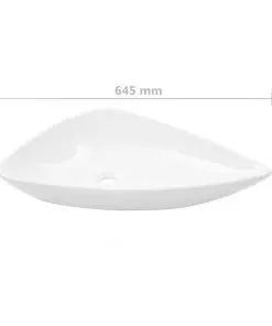 vidaXL Basin Ceramic White Triangle 645x455x115 mm