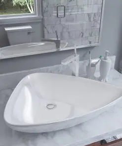 vidaXL Basin Ceramic White Triangle 645x455x115 mm