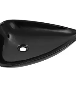 vidaXL Basin Ceramic Black Triangle 645x455x115 mm